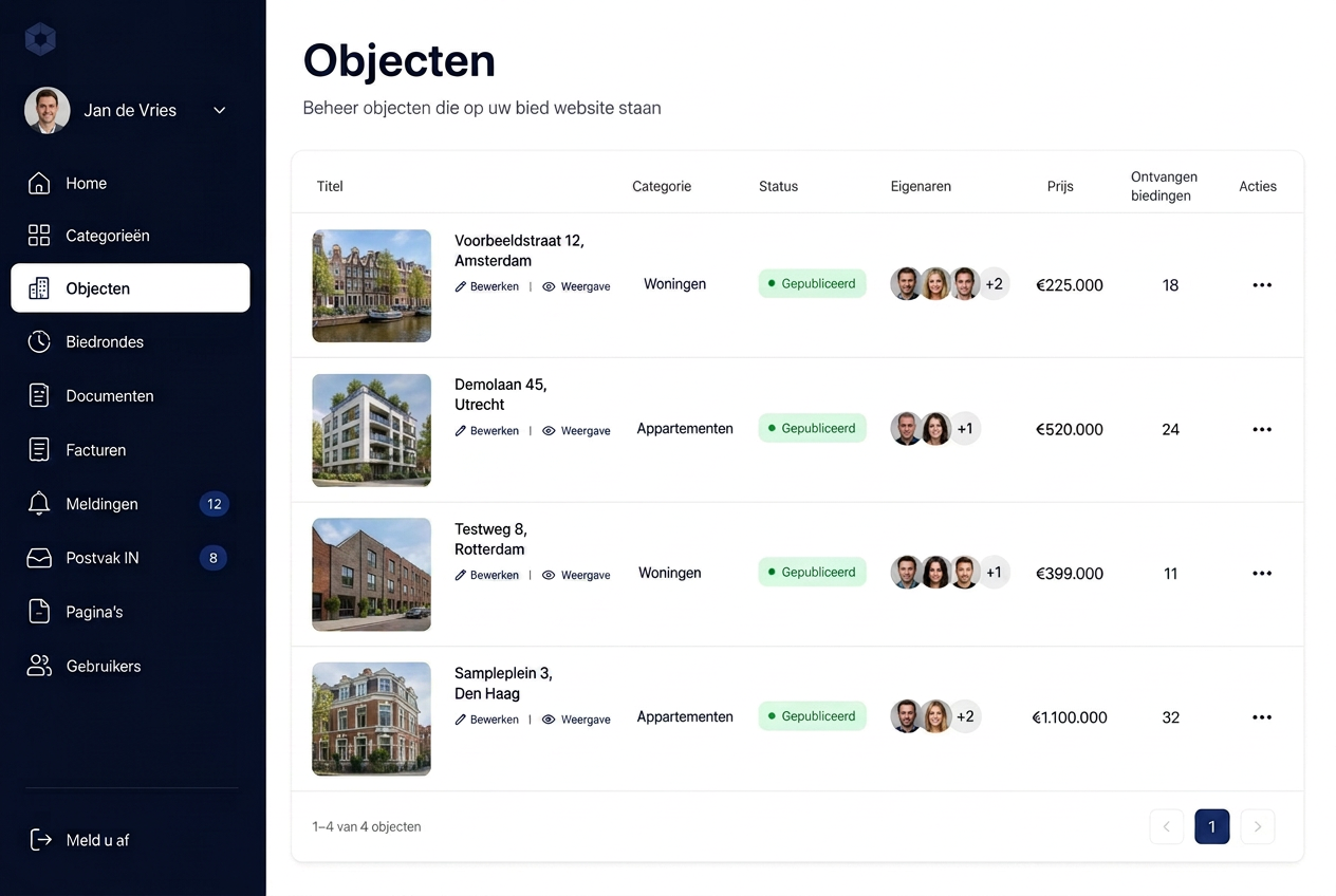 BidbooQ dashboard